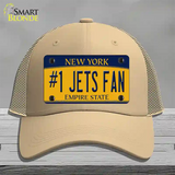 Number 1 Jets Fan New York Novelty License Plate Hat Tag Mesh Khaki