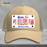 Number 1 Oilers Fan Novelty License Plate Hat Tag Mesh / Khaki