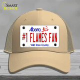 Number 1 Flames Fan Novelty License Plate Hat Tag Mesh / Khaki