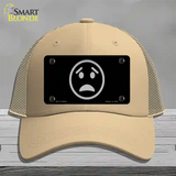 Worried Black Novelty License Plate Hat Tag Mesh Khaki