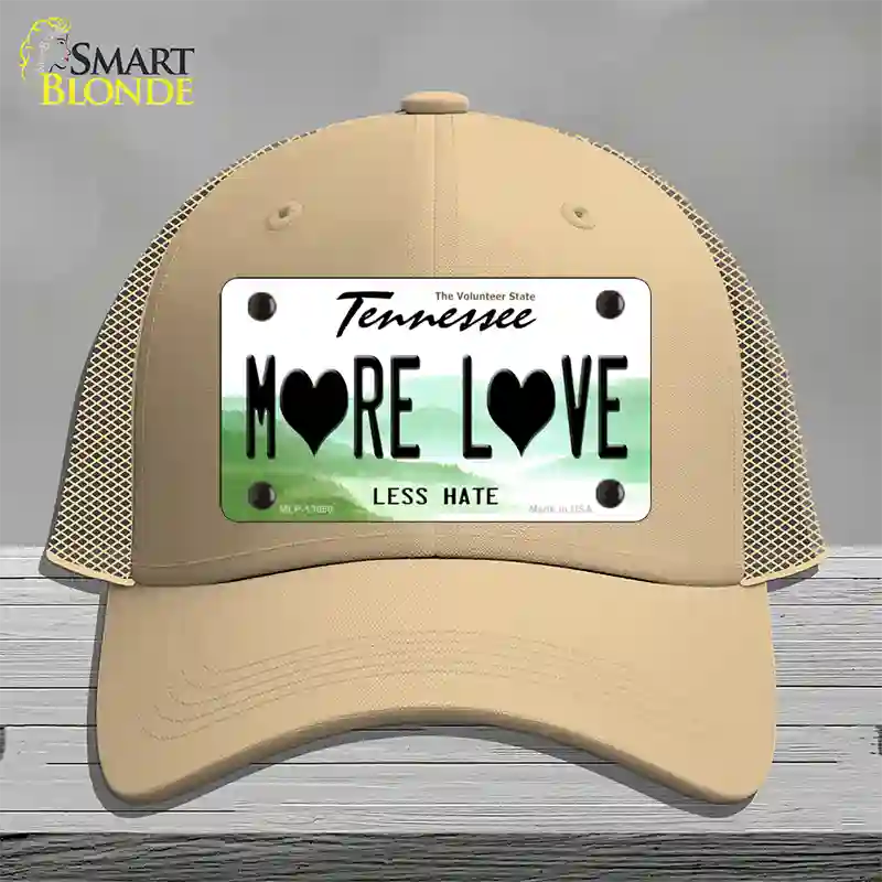 More Love Novelty License Plate Hat Tag Mesh Khaki