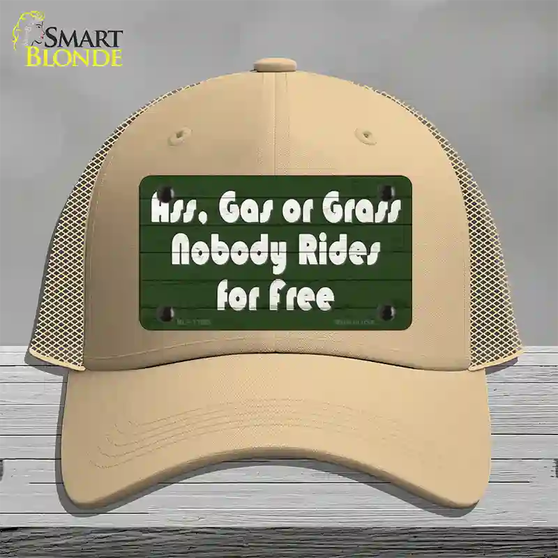 Ass Gas Or Grass Novelty License Plate Hat Tag Mesh Khaki