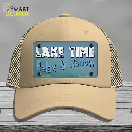 Lake Time Novelty License Plate Hat Tag Mesh Khaki
