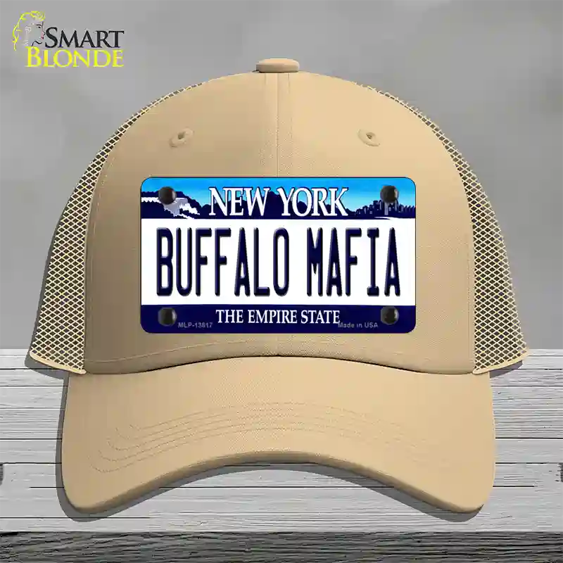 Buffalo Mafia New York Novelty License Plate Hat Tag Mesh Khaki