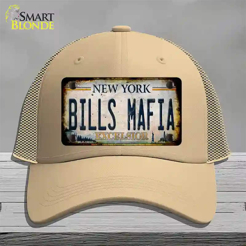 Bills Mafia New York Rusty Novelty License Plate Hat Tag Mesh Khaki