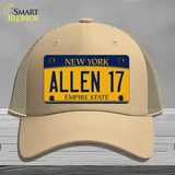 Allen 17 New York Novelty License Plate Hat Tag Mesh Khaki