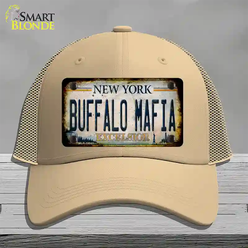 Buffalo Mafia Excelsior New York Rusty Novelty License Plate Hat Tag Mesh Khaki