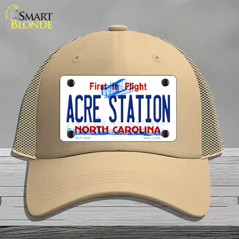Acre Station North Carolina Novelty License Plate Hat Tag Mesh Khaki