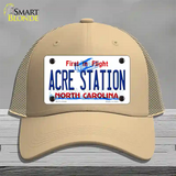 Acre Station North Carolina Novelty License Plate Hat Tag Mesh Khaki