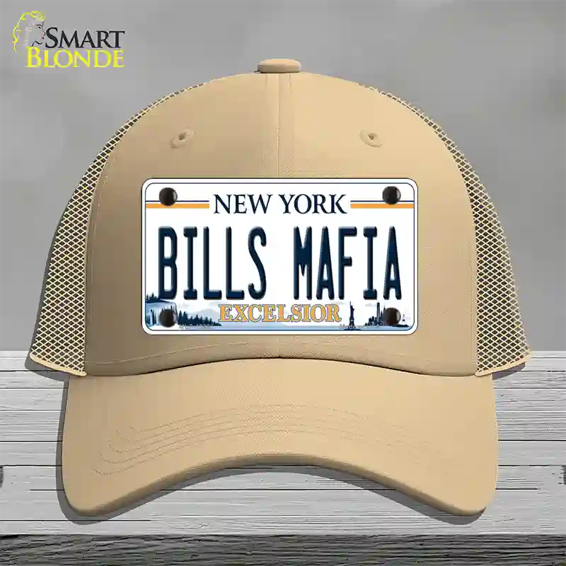 Bills Mafia NY Excelsior Novelty License Plate Hat Tag Mesh Khaki