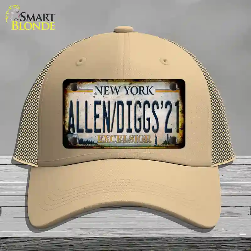 Allen Diggs 21 NY Excelsior Rusty Novelty License Plate Hat Tag Mesh Khaki