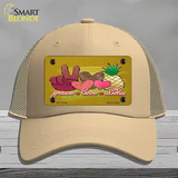 Peace Love Aloha Novelty License Plate Hat Mesh / Khaki