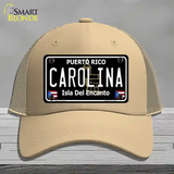 Carolina Puerto Rico Black Novelty License Plate Hat Mesh / Khaki