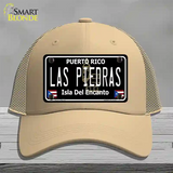Las Piedras Puerto Rico Black Novelty License Plate Hat Mesh / Khaki