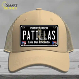 Patillas Puerto Rico Black Novelty License Plate Hat Mesh / Khaki