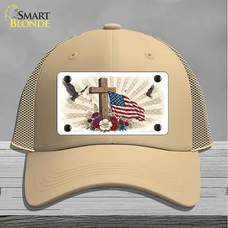 Eagle Flag and Cross Novelty License Plate Hat HAT-MLP-14510
