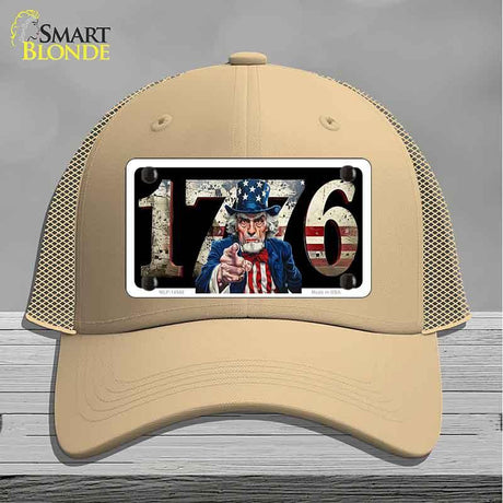 1776 Uncle Sam Novelty License Plate Hat HAT-MLP-14548 Mesh Khaki