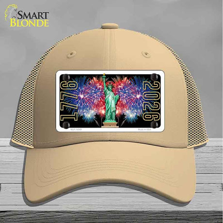 Lady Liberty Fireworks Novelty License Plate Hat HAT-MLP-14549 Mesh Khaki