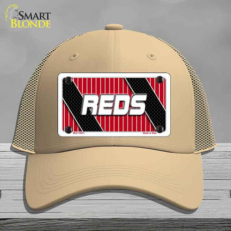 REDS Graphic Novelty License Plate Hat HAT-MLP-14571 Mesh Khaki