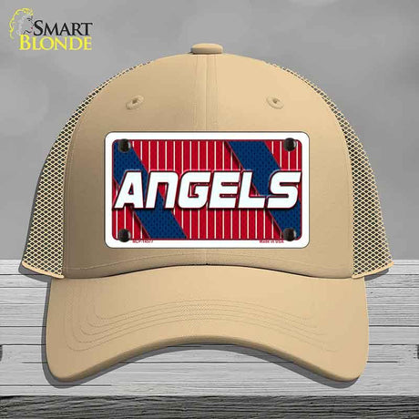 ANGELS Graphic Novelty License Plate Hat HAT-MLP-14577 Mesh Khaki