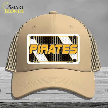 Beige cap with 'PIRATES' logo on a gray background