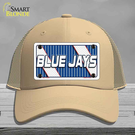 Beige cap with 'Blue Jays' license plate design on a gray background