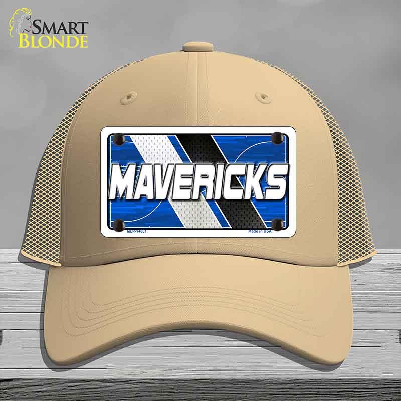 Beige cap with a 'MAVERICKS' license plate design on a gray background