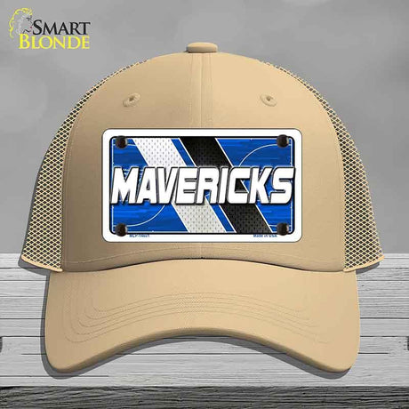 Beige cap with a 'MAVERICKS' license plate design on a gray background