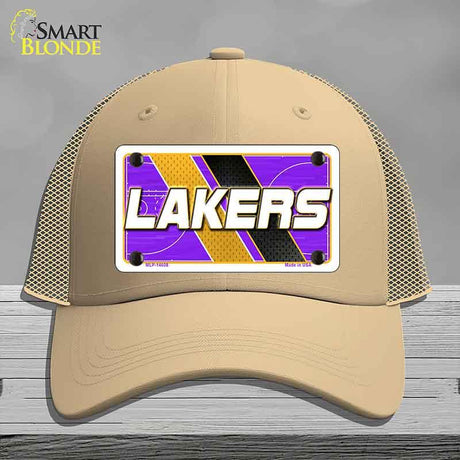 Beige cap with Lakers logo on a gray background