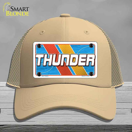 Beige cap with a 'THUNDER' license plate design on a gray background