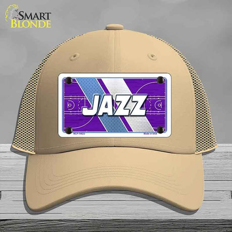 Beige cap with a 'Jazz' sign on a gray background