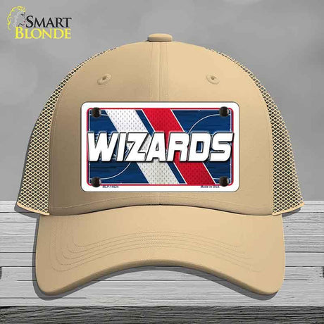 Beige cap with 'Wizards' license plate design on a gray background