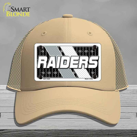 RAIDERS Graphic Novelty License Plate Hat HAT-MLP-14641 Mesh Khaki
