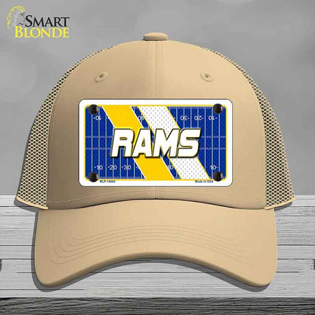 RAMS Graphic Novelty License Plate Hat HAT-MLP-14643 Mesh Khaki