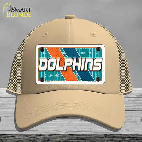 DOLPHINS Graphic Novelty License Plate Hat HAT-MLP-14644 Mesh Khaki