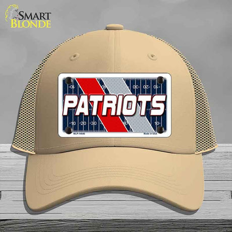 PATRIOTS Graphic Novelty License Plate Hat HAT-MLP-14646 Mesh Khaki