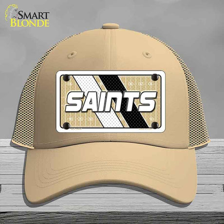 SAINTS Graphic Novelty License Plate Hat HAT-MLP-14647 Mesh Khaki