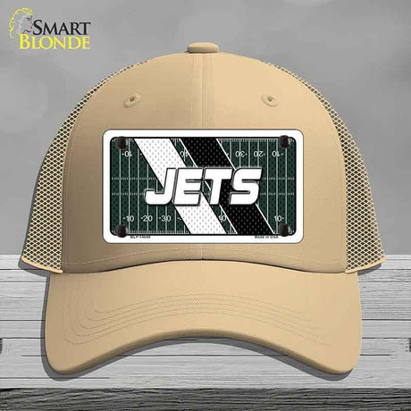 JETS Graphic Novelty License Plate Hat HAT-MLP-14649 Mesh Khaki