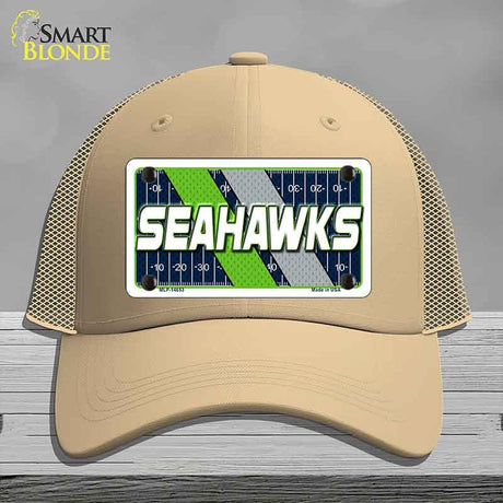 SEAHAWKS Graphic Novelty License Plate Hat HAT-MLP-14653 Mesh Khaki
