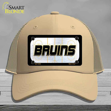 BRUINS Graphic Novelty License Plate Hat HAT-MLP-14658 Mesh Khaki