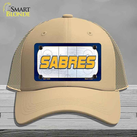 SABRES Graphic Novelty License Plate Hat HAT-MLP-14659 Mesh Khaki