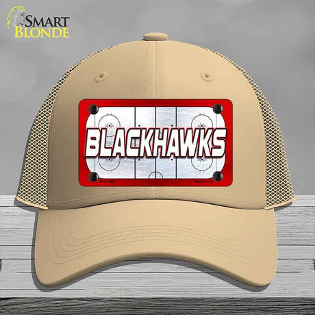 BLACKHAWKS Graphic Novelty License Plate Hat HAT-MLP-14662 Mesh Khaki