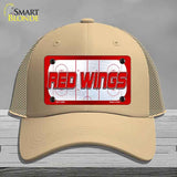 RED WINGS Graphic Novelty License Plate Hat HAT-MLP-14666 Mesh Khaki