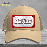 DEVILS Graphic Novelty License Plate Hat HAT-MLP-14673 Mesh Khaki