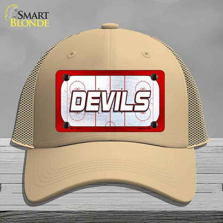 DEVILS Graphic Novelty License Plate Hat HAT-MLP-14673 Mesh Khaki