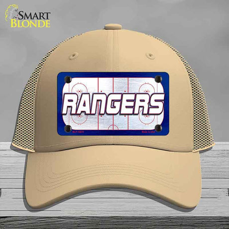 RANGERS Graphic Novelty License Plate Hat HAT-MLP-14675 Mesh Khaki