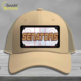 SENATORS Graphic Novelty License Plate Hat HAT-MLP-14676 Mesh Khaki