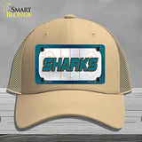 SHARKS Graphic Novelty License Plate Hat HAT-MLP-14679 Mesh Khaki
