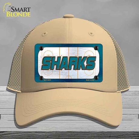 SHARKS Graphic Novelty License Plate Hat HAT-MLP-14679 Mesh Khaki