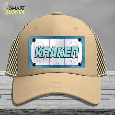 KRAKEN Graphic Novelty License Plate Hat HAT-MLP-14680 Mesh Khaki
